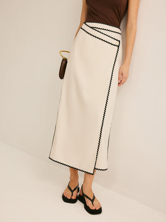 Katoenen & Linnen Golf Trim Midi Rok