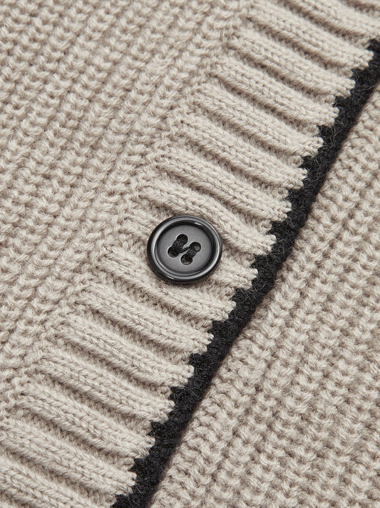 Striknek Wolmix vest met contrasterende afwerking