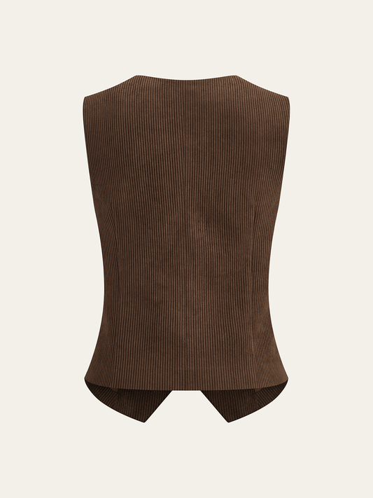 Corduroy V-hals geknoopt vest