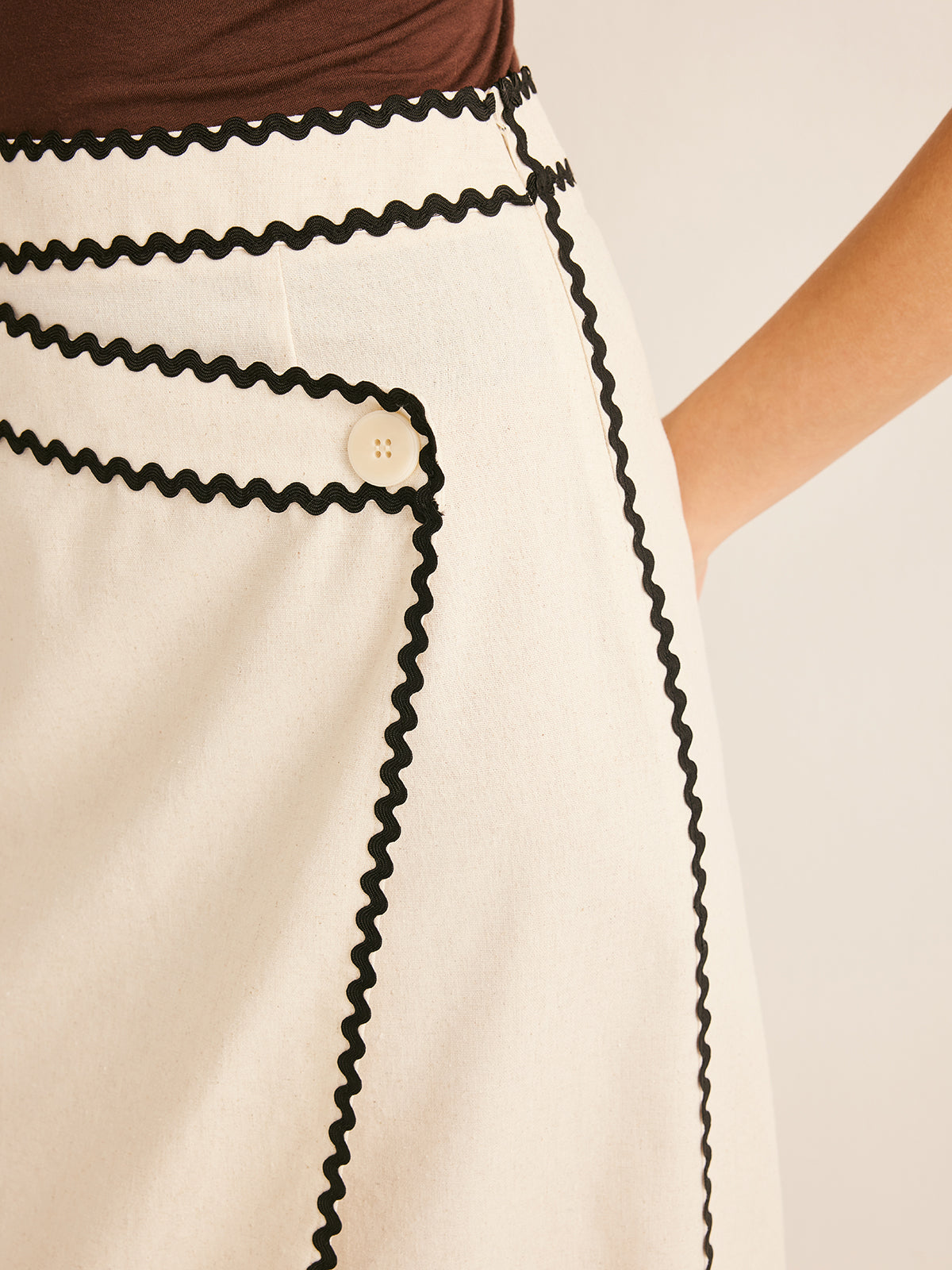 Katoenen &amp; Linnen Golf Trim Midi Rok