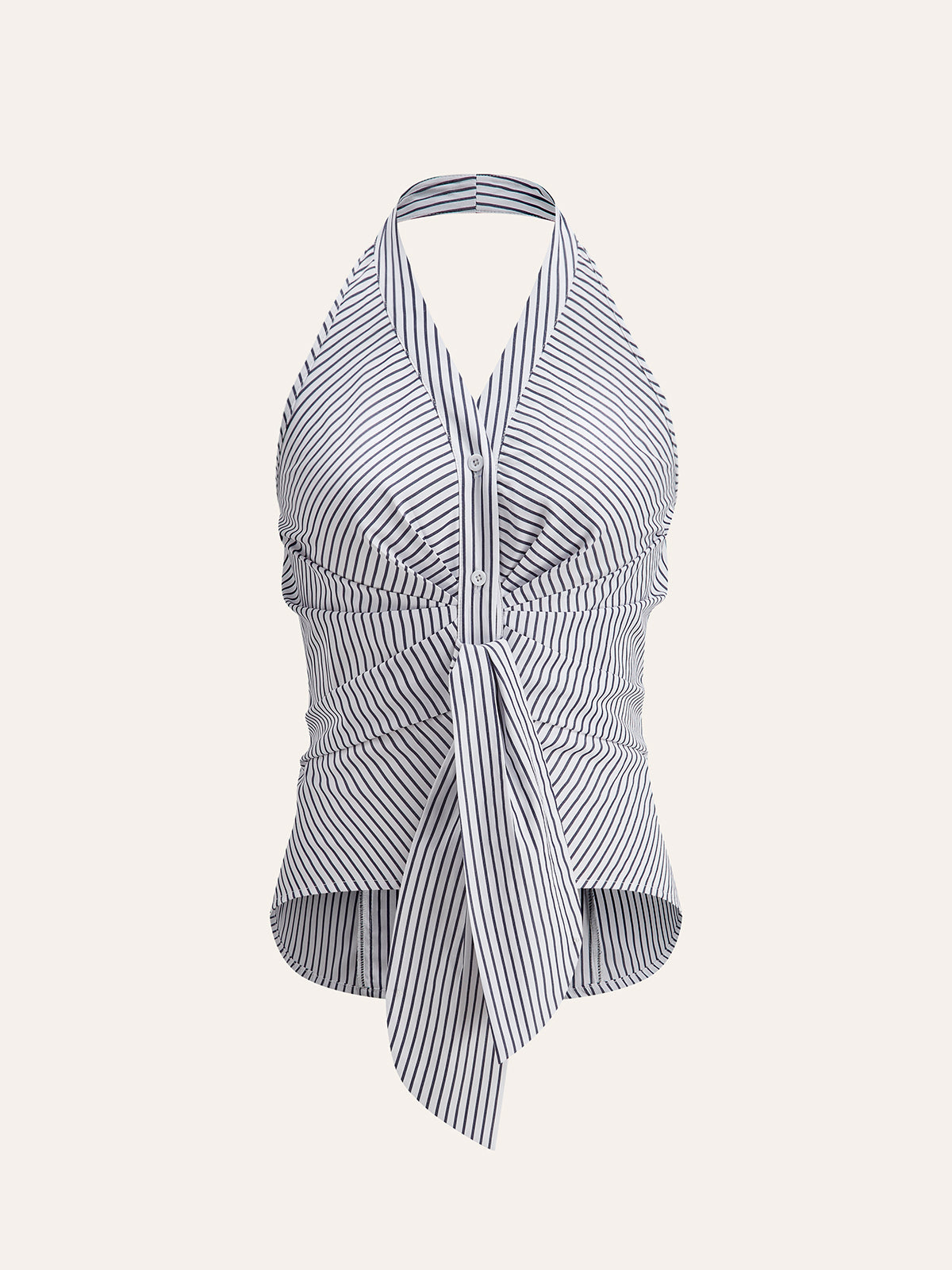 Gestreepte haltertop met strik