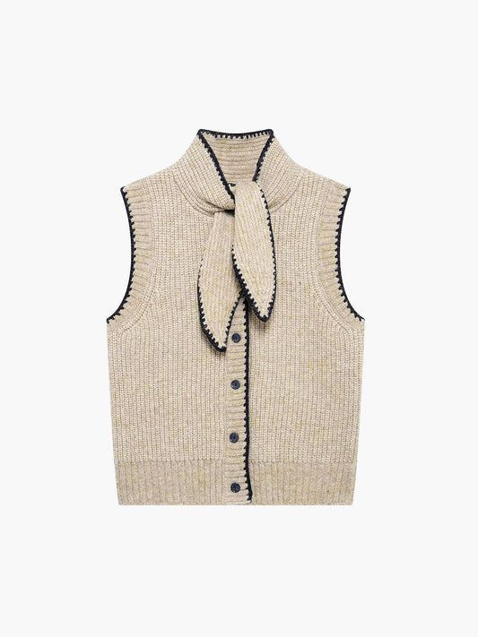 Striknek Sweatervest met contrasterende rand en knopen