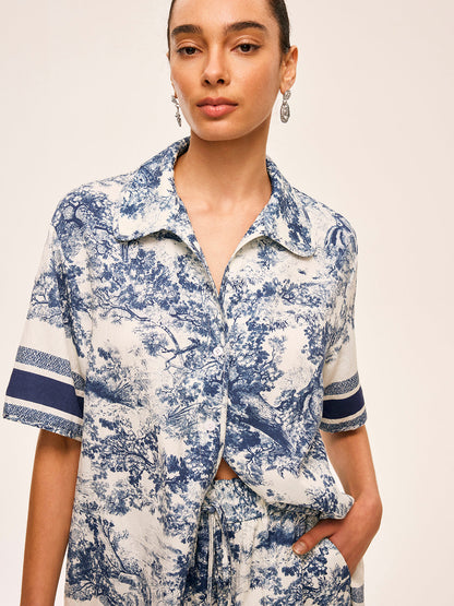 Geprinte Shorts Set met Contrasterende Bias