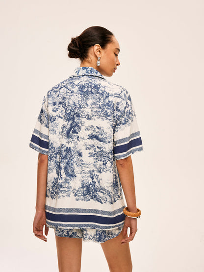 Geprinte Shorts Set met Contrasterende Bias