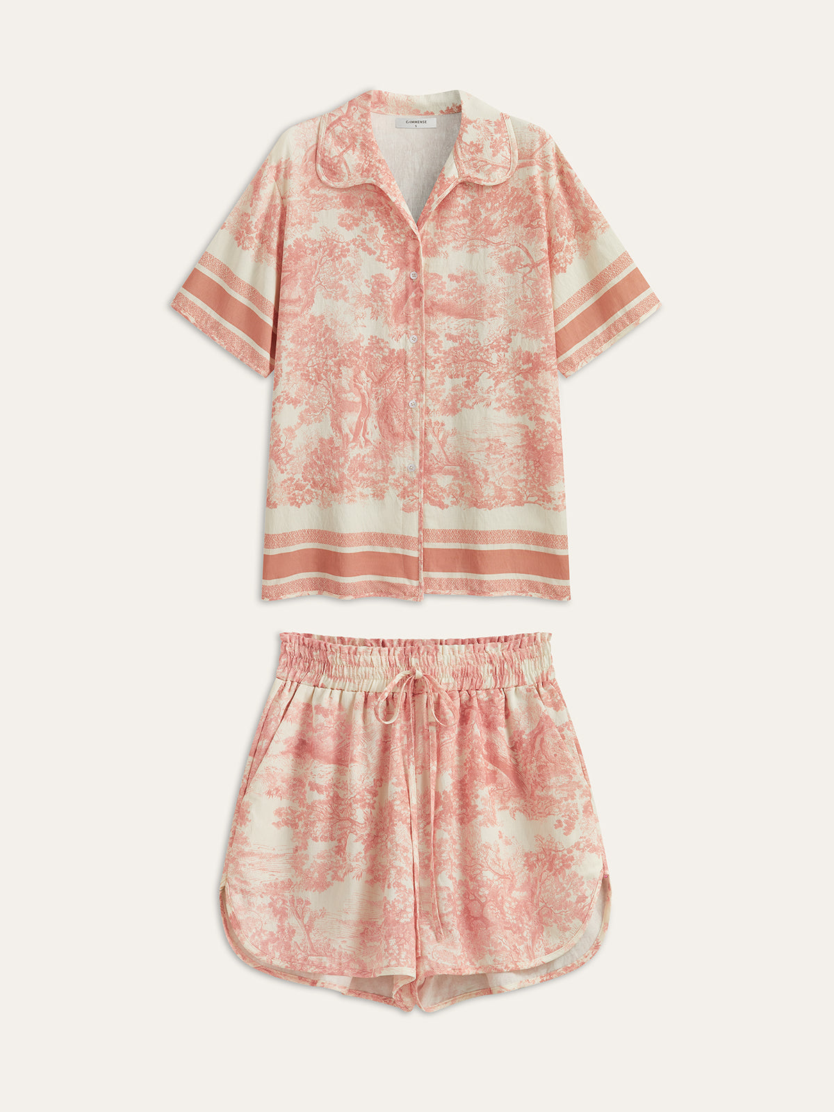 Geprinte Shorts Set met Contrasterende Bias