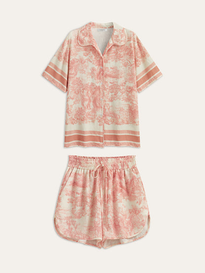 Geprinte Shorts Set met Contrasterende Bias