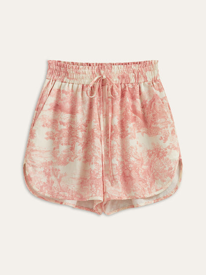 Geprinte Shorts Set met Contrasterende Bias