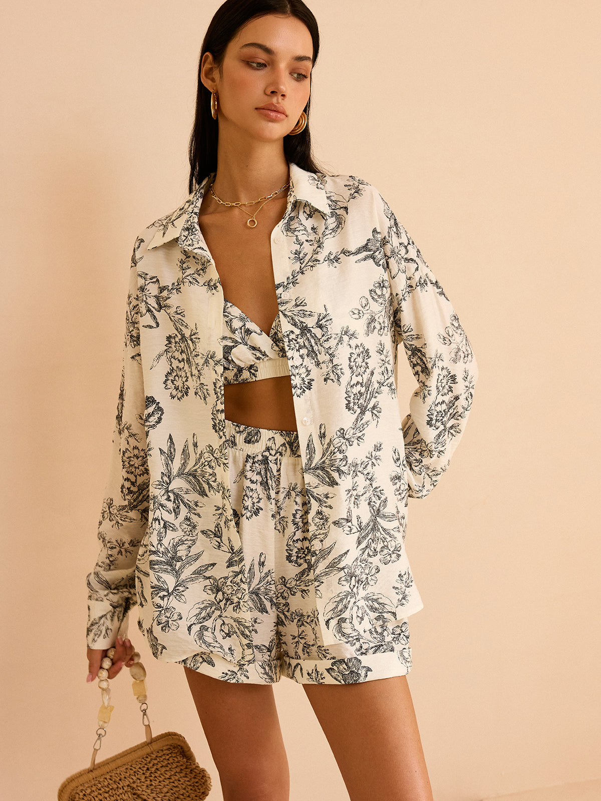 Bloemenprint Drie-Delige Set