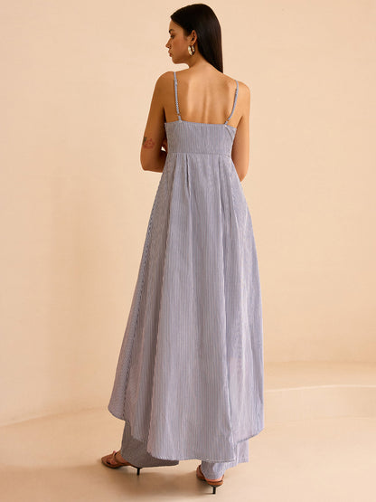 Gestreepte Lange Cami Top in Brede Broekset