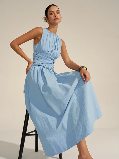 Gerimpelde Taille Maxi Jurk