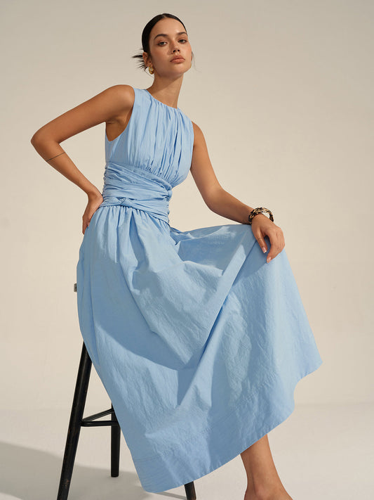 Gerimpelde Taille Maxi Jurk