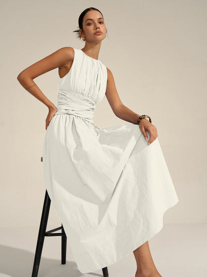 Gerimpelde Taille Maxi Jurk