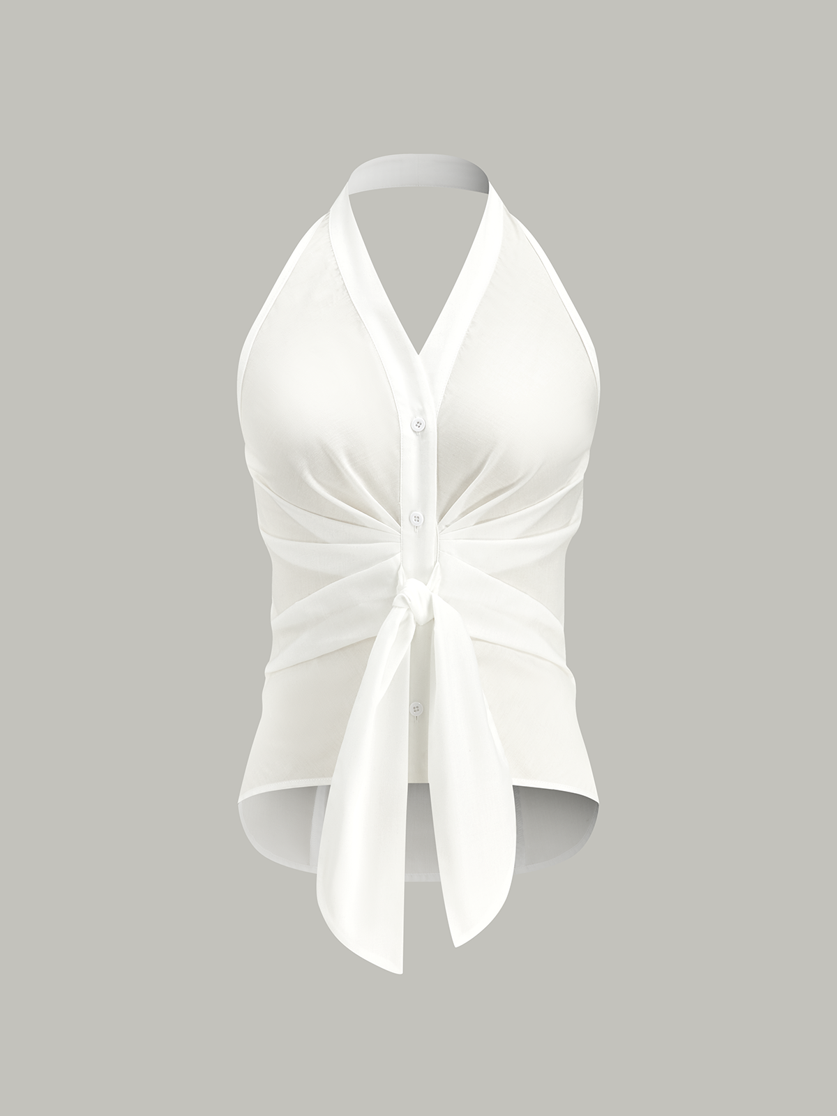 Gestreepte haltertop met strik