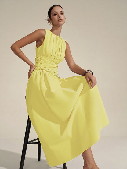 Gerimpelde Taille Maxi Jurk