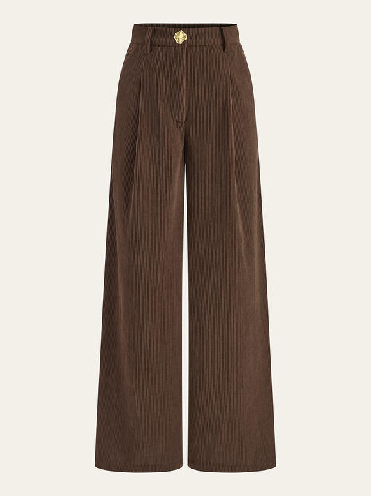 Corduroy Wijde Pantalon met Plooien