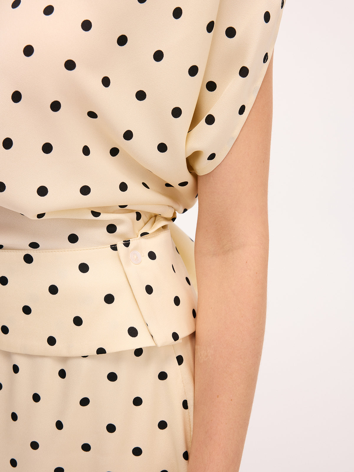 Polka Dot Top &amp; Kant Trim Midi Rok Set
