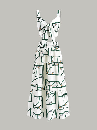 Vrouwelijke Top met Voorstrik en Gelaagde Rok Set