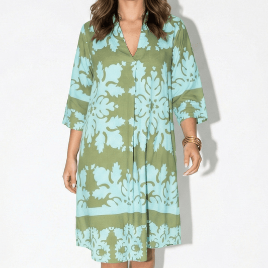 Bloemenjurk met V-hals en lange mouwen