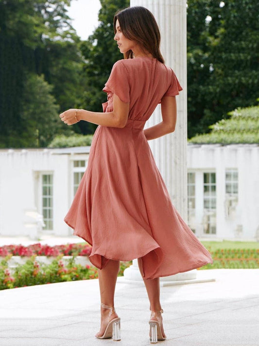 Lange jurk met V-halslijn